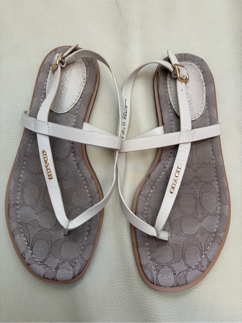 Coach Josie white leather sandals